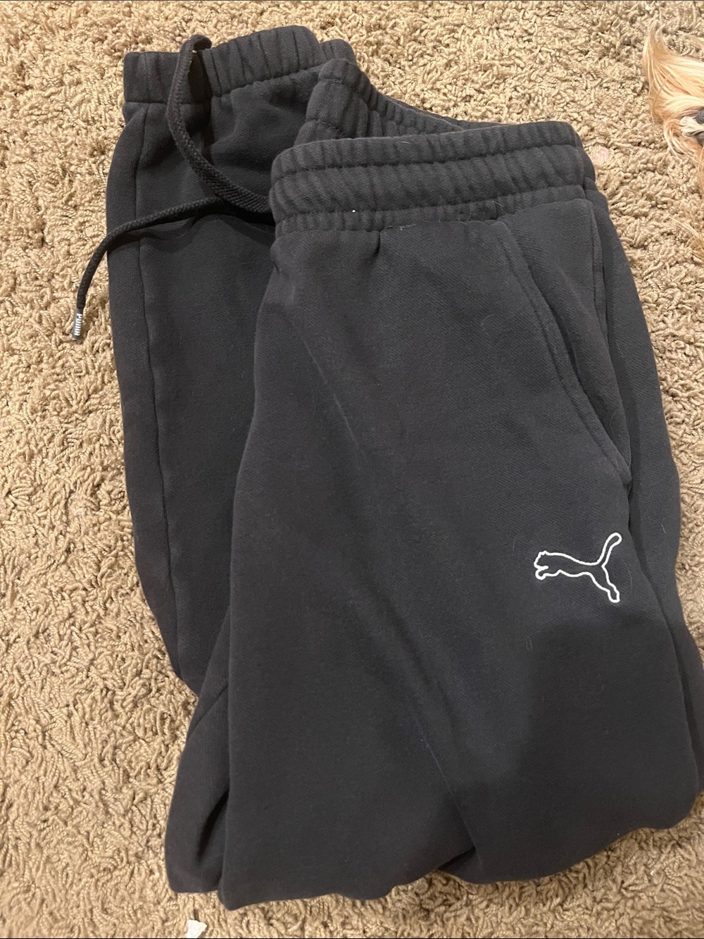 Puma 
 Black Jogger Sweatpants with White Logo